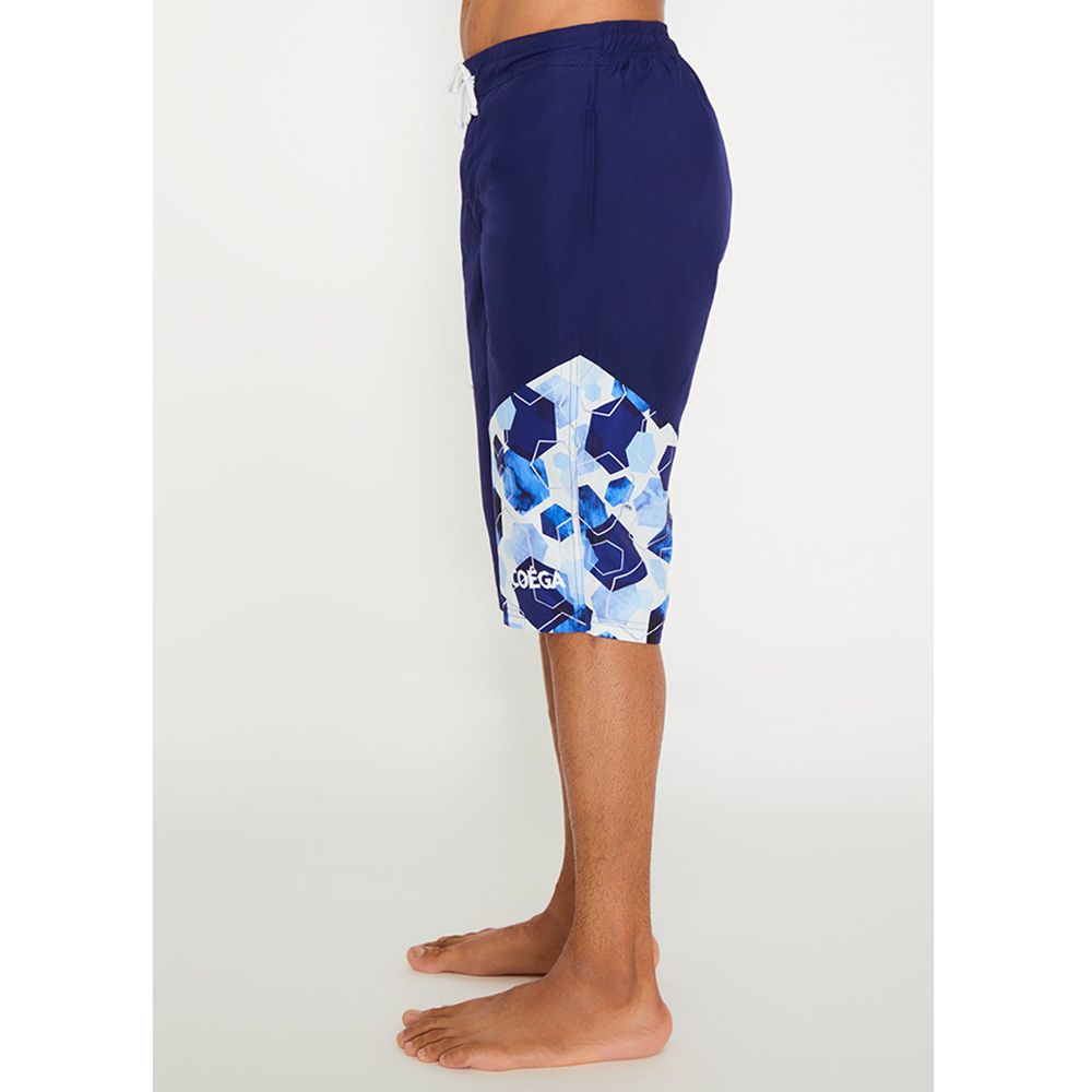 Coega Sunwear - Men's Swim Capris - Navy Watercolor Hexagons