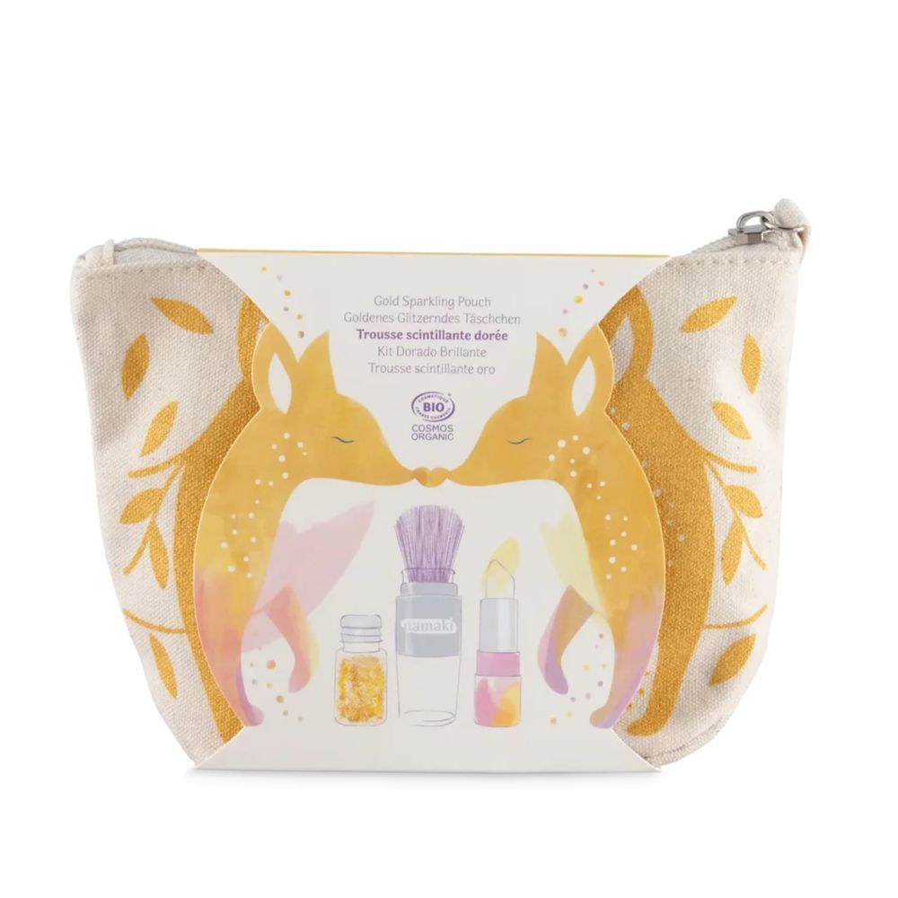 Namaki - Sparkling Organic Makeup Pouch - 2pc Set - Gold Fox