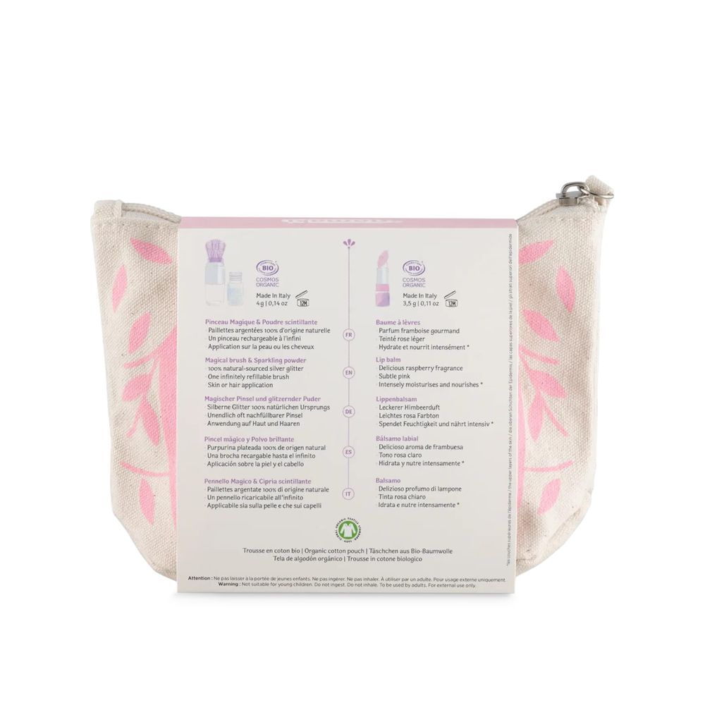 Namaki - Sparkling Organic Makeup Pouch - 2pc Set - Pink Fox