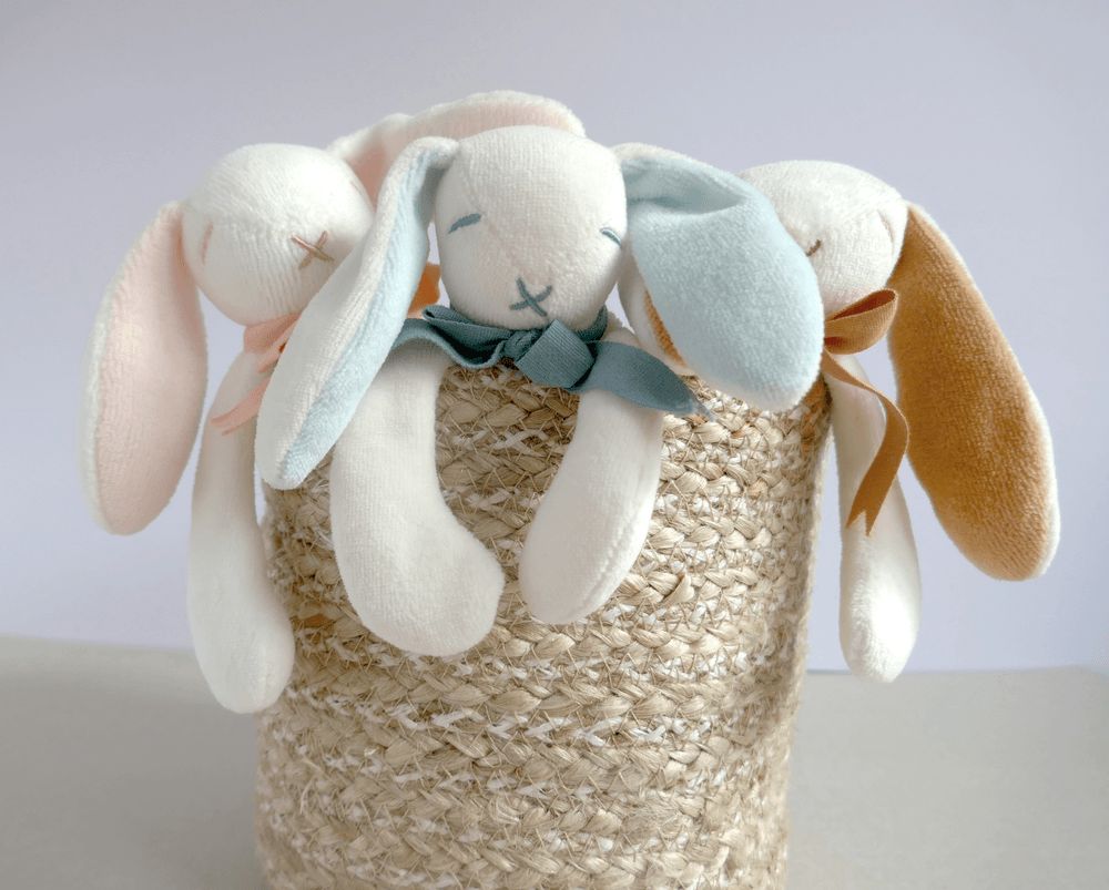 Maud N Lil - Organic Mini Comforter Toy - Bunny - 20cm - Blue