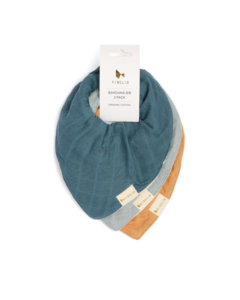 Fabelab - Organic Bandana Bib - Pack of 3 - Blue Spruce Mix