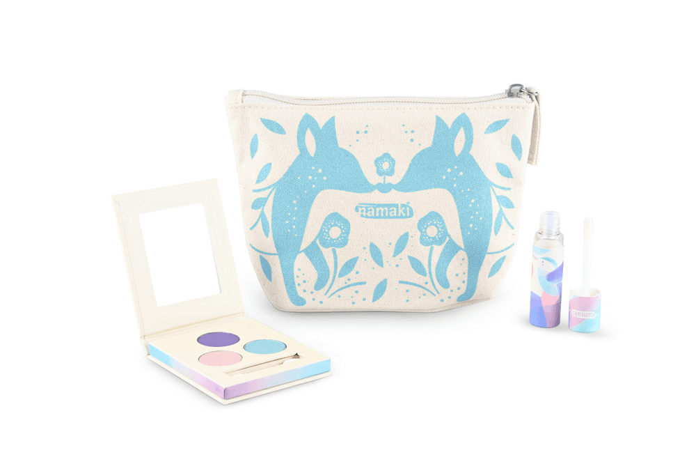 Namaki - Sparkling Makeup Pouch - Blue Fox - 3 Pcs