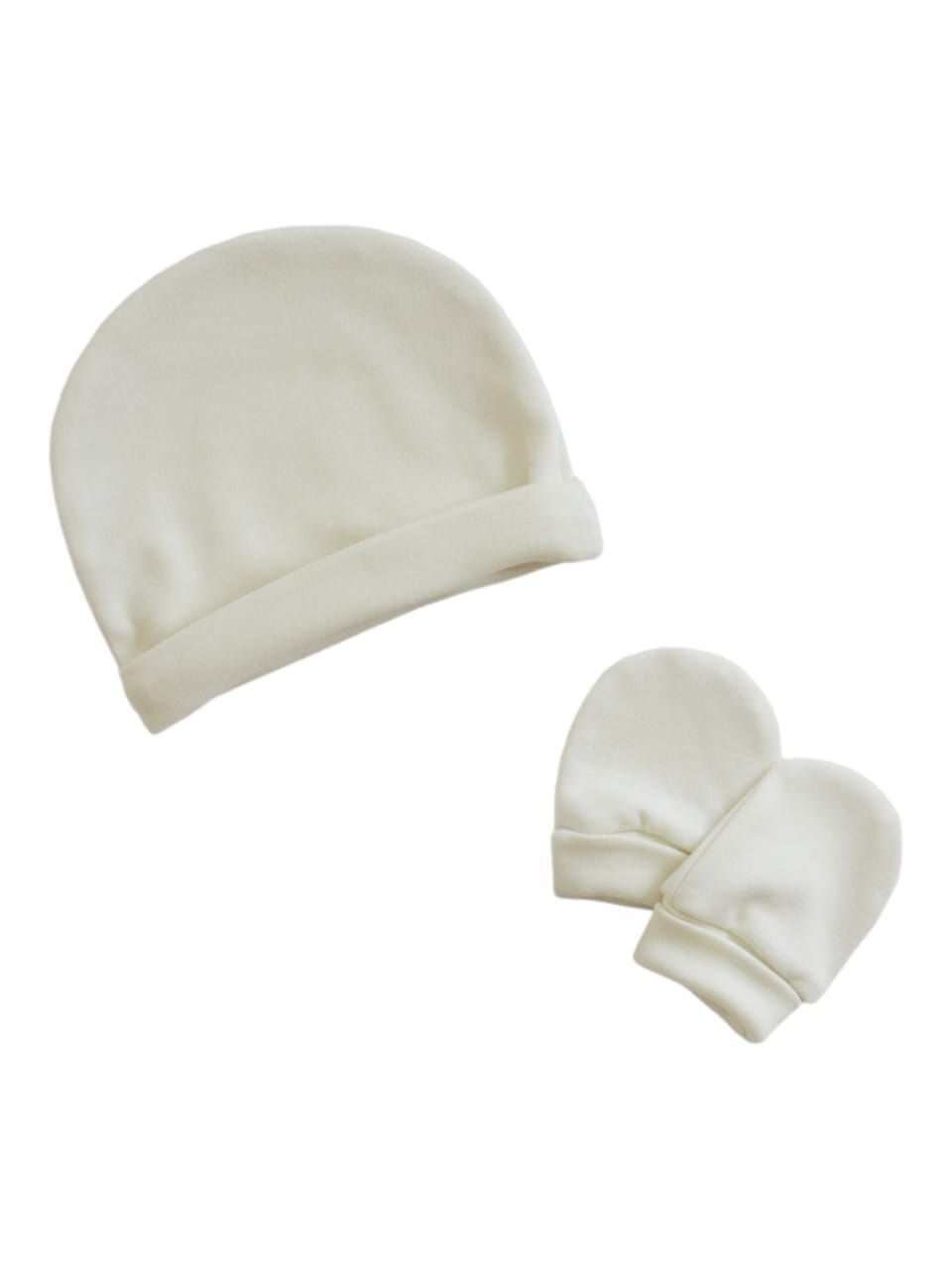 Gloop - Baby' Organic Hat And Gloves - White Pearl - 3 Pcs