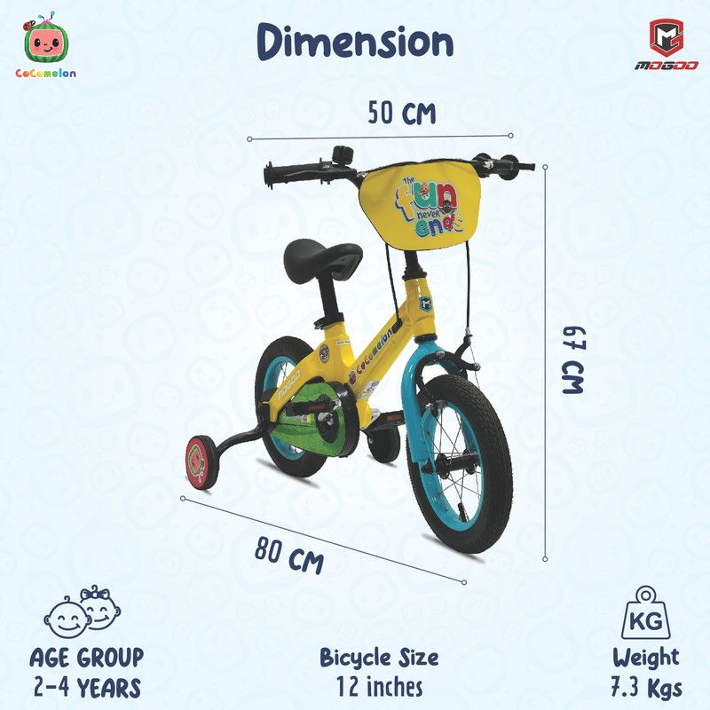 Mogoo - Cocomelon Play Kids Magnesium Bike - Yellow - 12-Inch