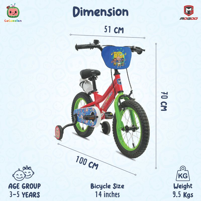 Mogoo - Cocomelon Beats Kids Bike - Red - 14-Inch