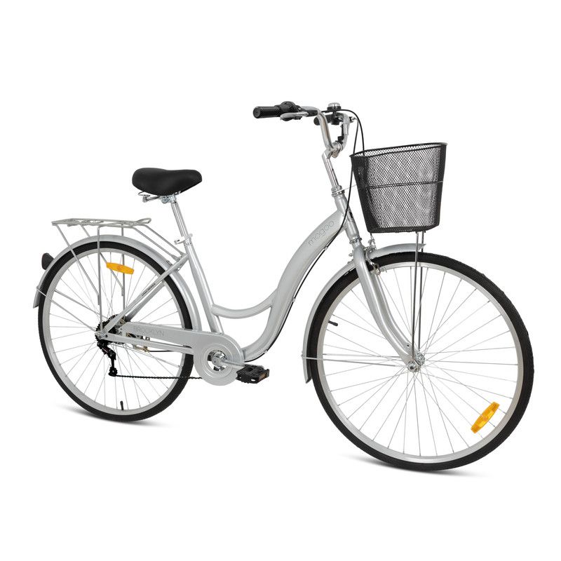 Mogoo - Brooklyn 6 Speed City Bike 26-Inch - Silver