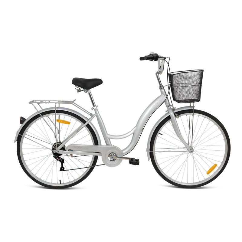 Mogoo - Brooklyn 6 Speed City Bike 26-Inch - Silver