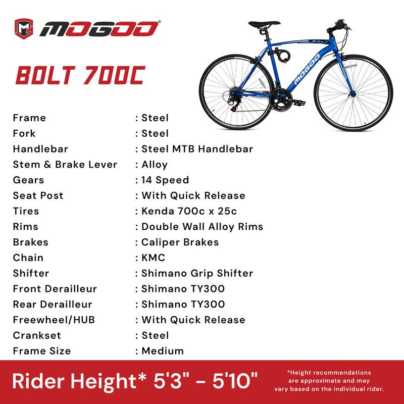 Mogoo - Bolt Hybrid Bike 700c - Blue