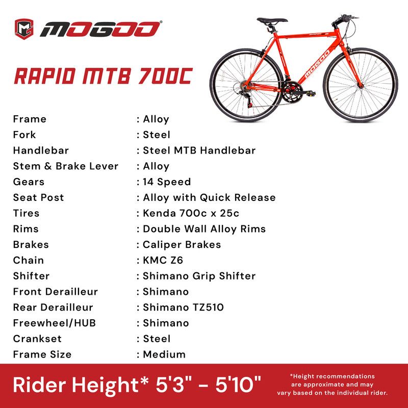 Mogoo - Rapid Hybrid Bike 700c - Blue