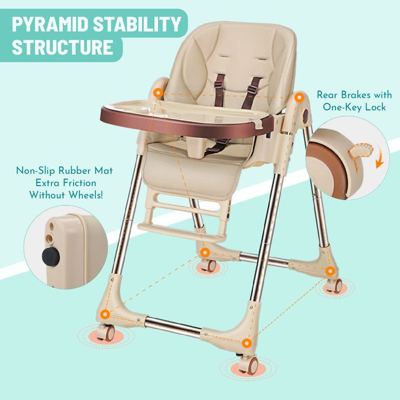 Lovely Baby - Foldable High Chair - Gold