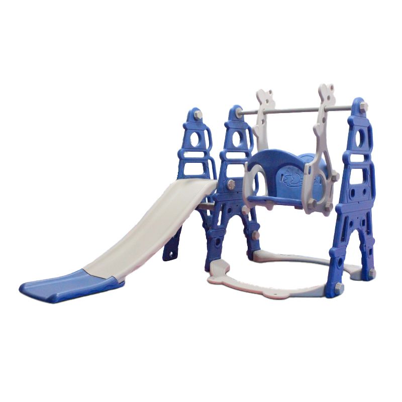 Lovely Baby - 3-In-1 Slide & Swing Set With Basketball Hoop - Blue/Grey