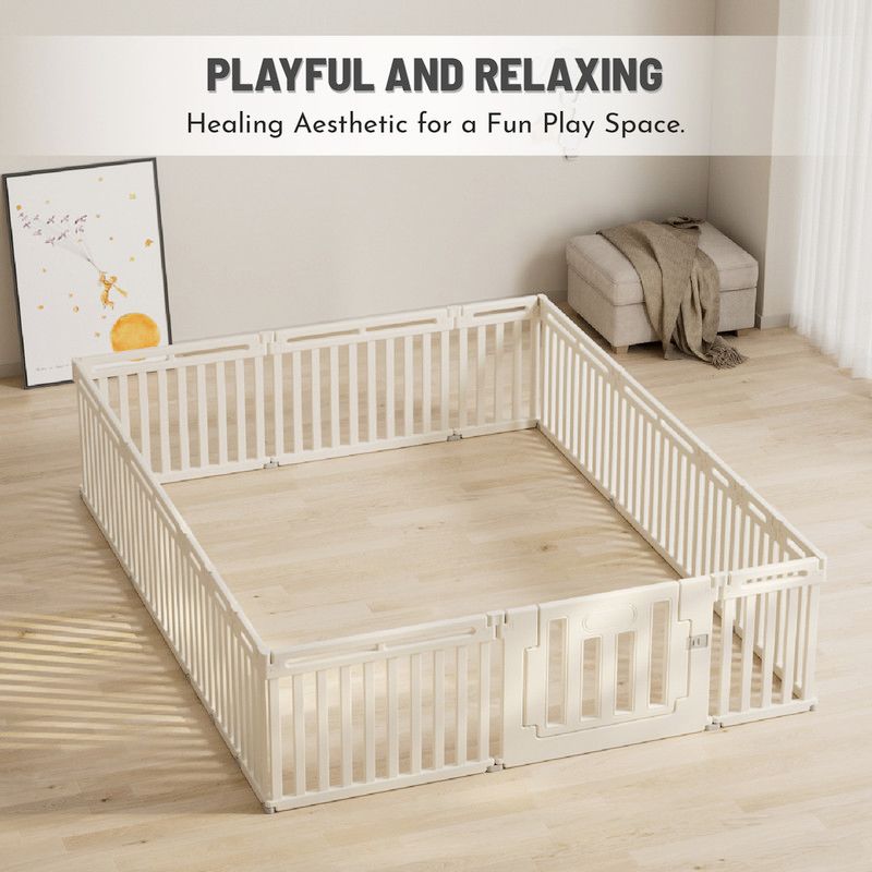 Lovely Baby - Kids Playpen - Beige - 16 Pcs