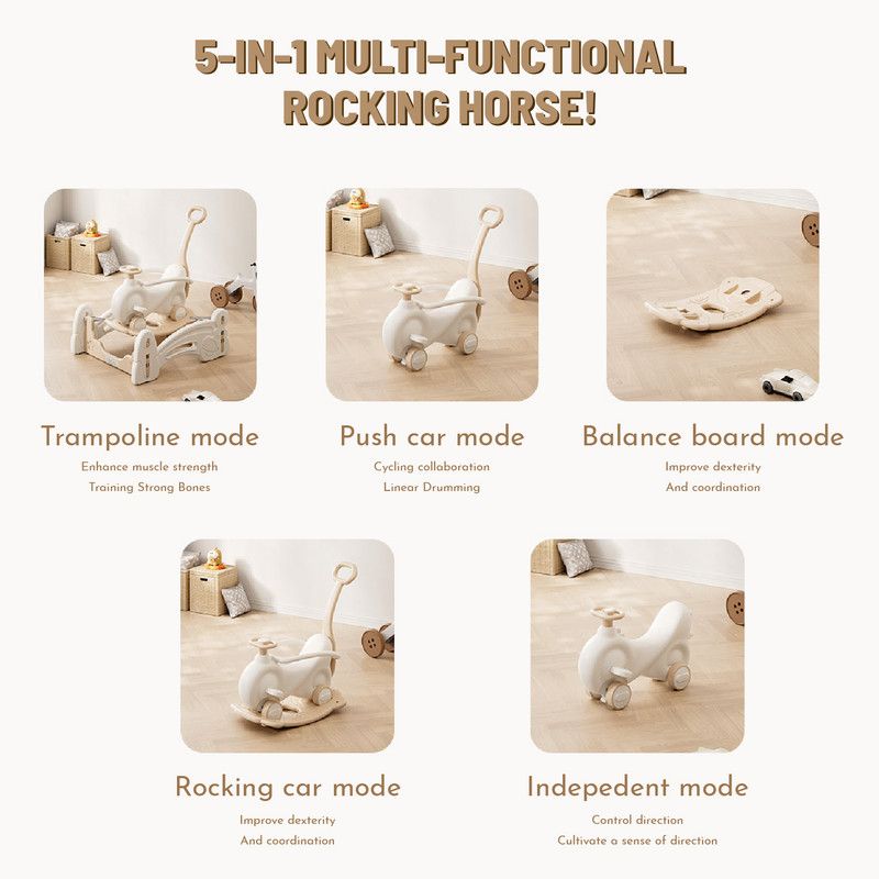 Lovely Baby - 5-In-1 Multi-Functional Rocking Horse - White