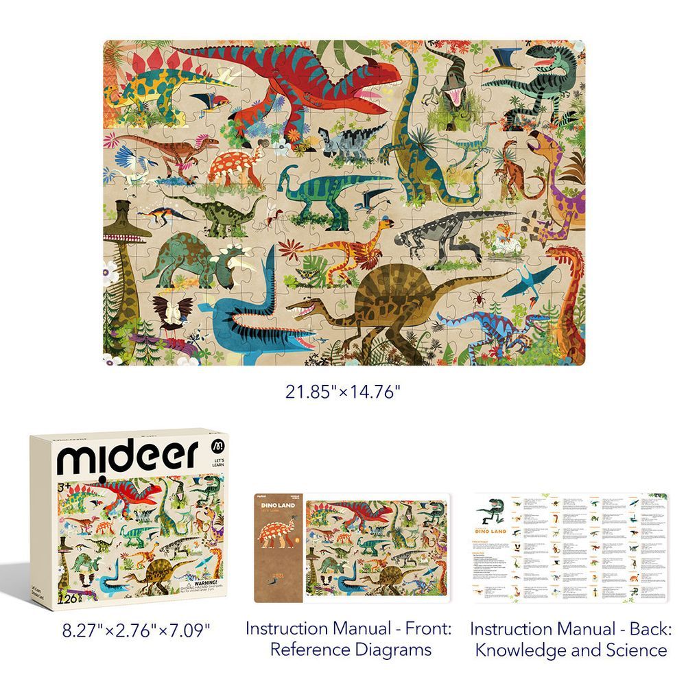 Mideer - Let's Learn Educational Puzzle - Dinosaur Land - 126pcs