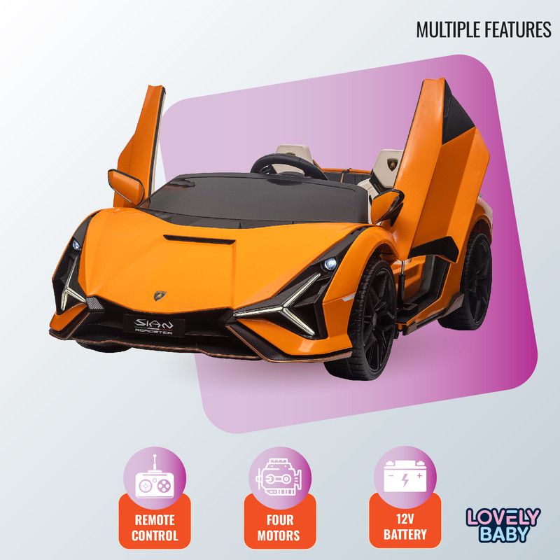 Lovely Baby - Lamborghini Sian Roadster Ride-On Car - Orange