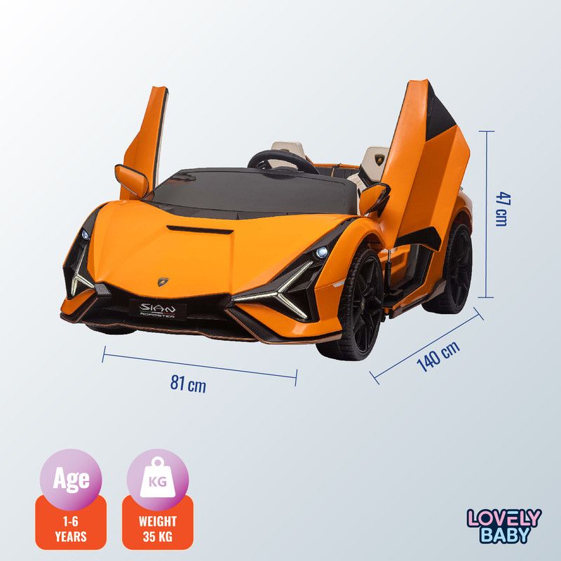 Lovely Baby - Lamborghini Sian Roadster Ride-On Car - Orange