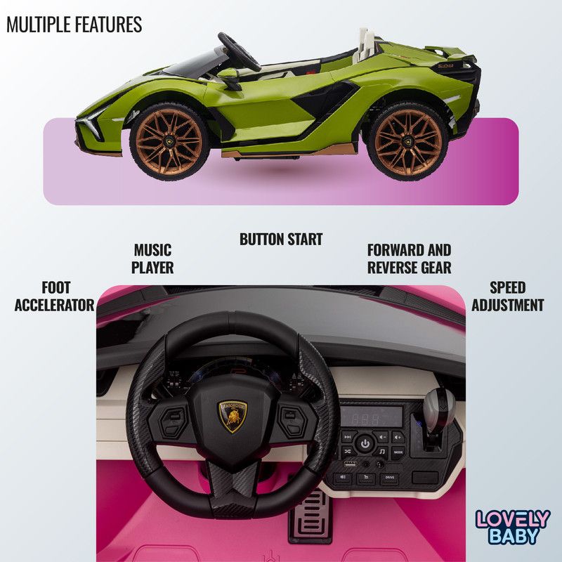 Lovely Baby - Lamborghini Sian Roadster Ride-On Car - Green