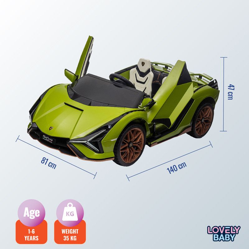 Lovely Baby - Lamborghini Sian Roadster Ride-On Car - Green