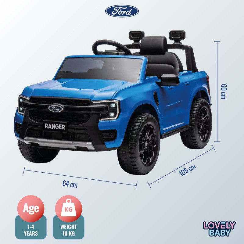 Lovely Baby - Ford Ranger Ride On Jeep for Kids - Blue