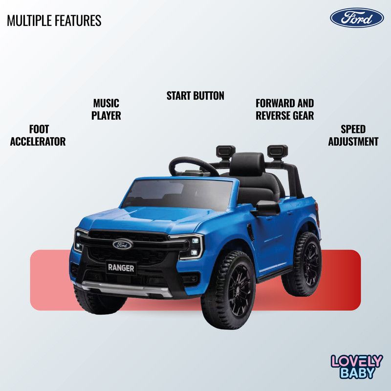 Lovely Baby - Ford Ranger Ride On Jeep for Kids - Blue