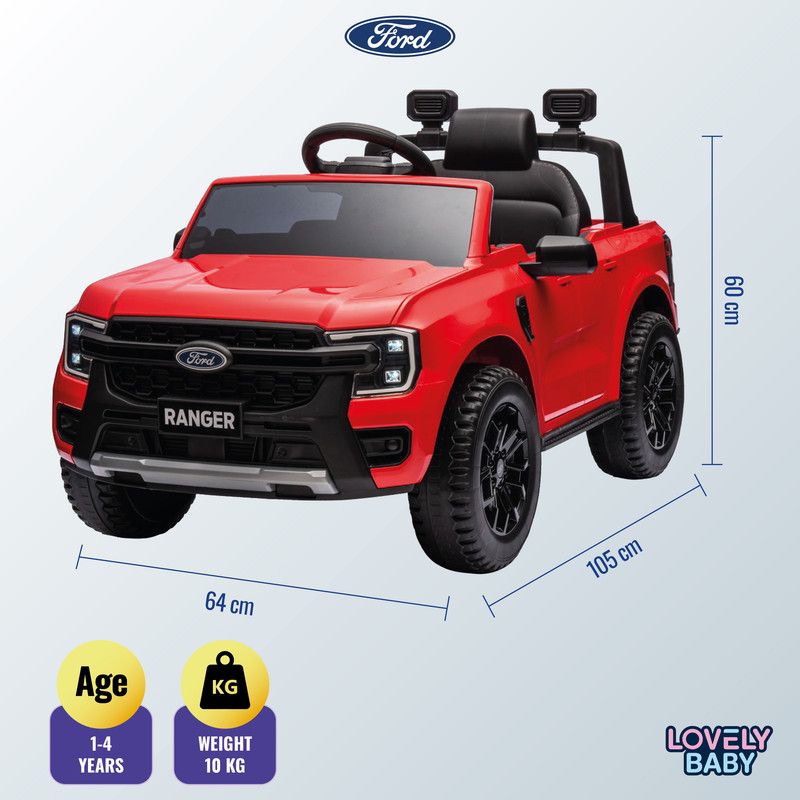 Lovely Baby - Ford Ranger Ride On Jeep for Kids - Red