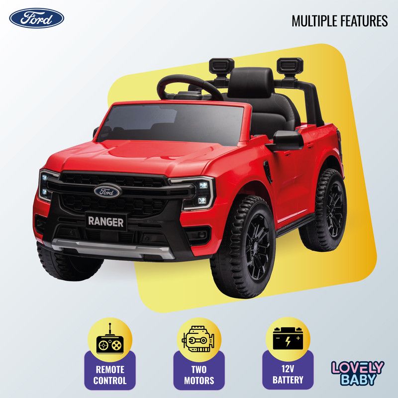 Lovely Baby - Ford Ranger Ride On Jeep for Kids - Red