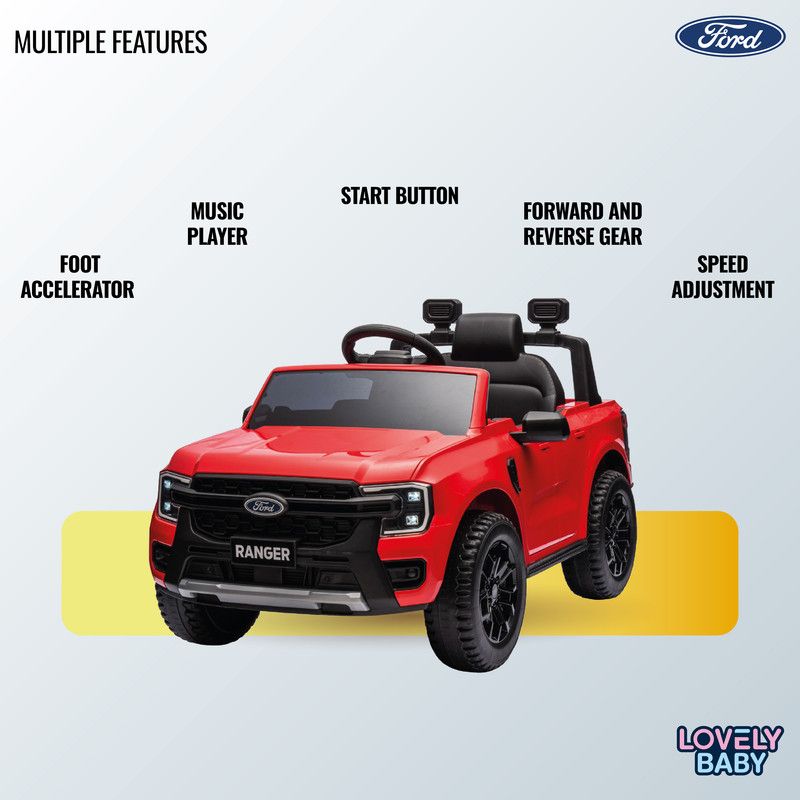 Lovely Baby - Ford Ranger Ride On Jeep for Kids - Red