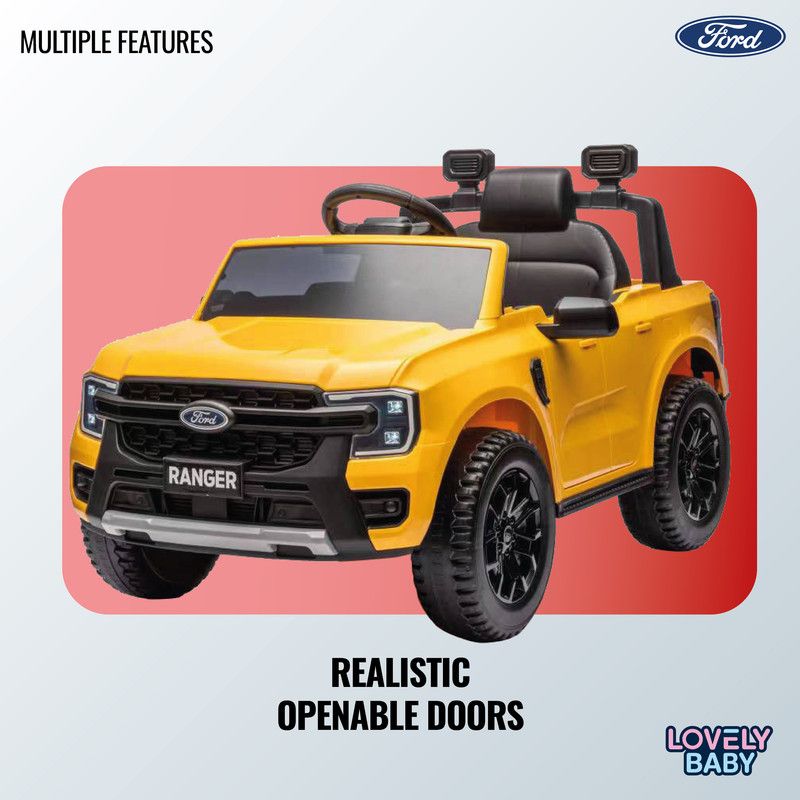 Lovely Baby - Ford Ranger Ride On Jeep for Kids - Yellow