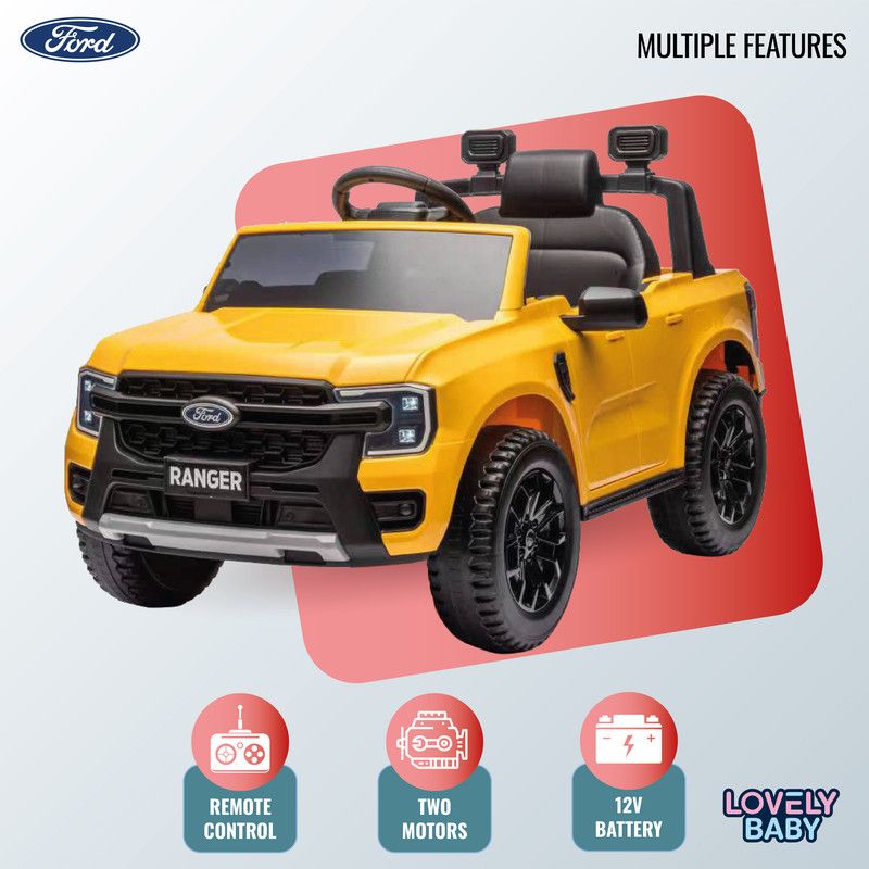 Lovely Baby - Ford Ranger Ride On Jeep for Kids - Yellow