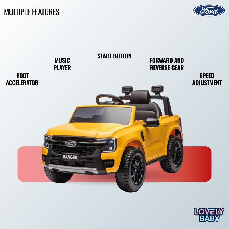 Lovely Baby - Ford Ranger Ride On Jeep for Kids - Yellow