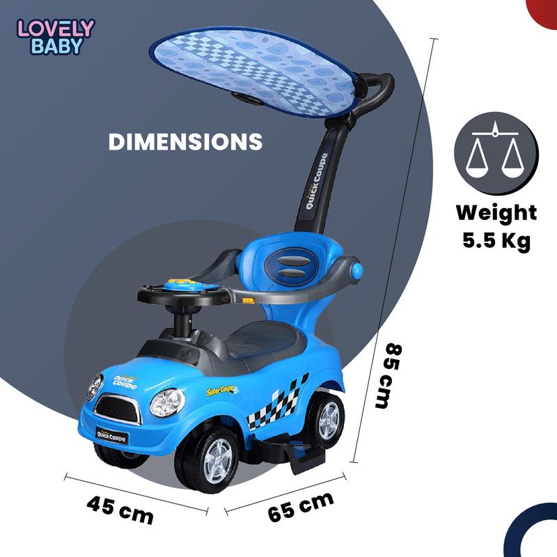 Lovely Baby - Super Coupe Kids Ride-On Push Car - Blue