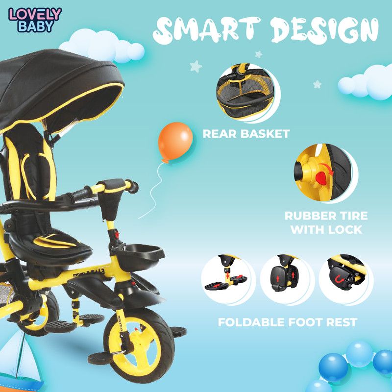 Lovely Baby - Kids Elite Trike - Yellow - 39-Inch