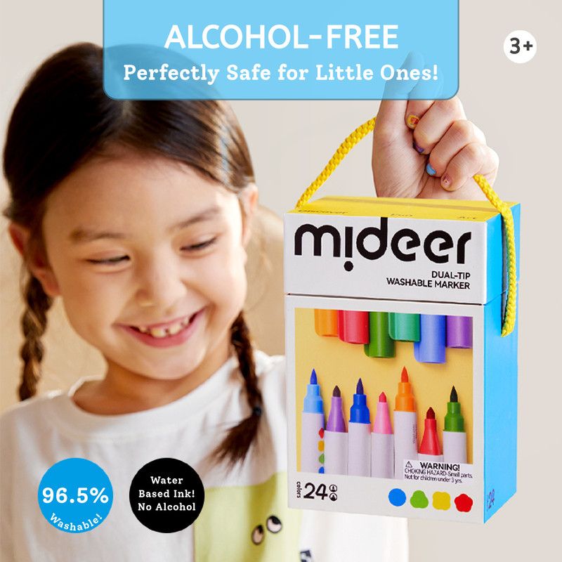 Mideer - Dual Tip Washable Markers - 12 Pcs