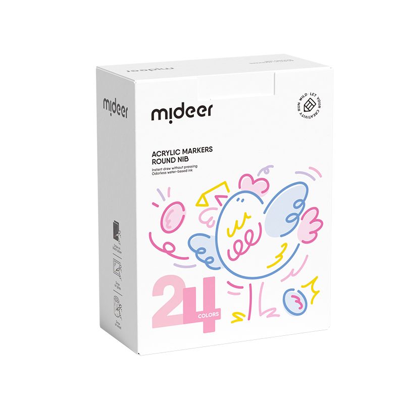 Mideer - Round Nib Acrylic Markers - 24 Colors