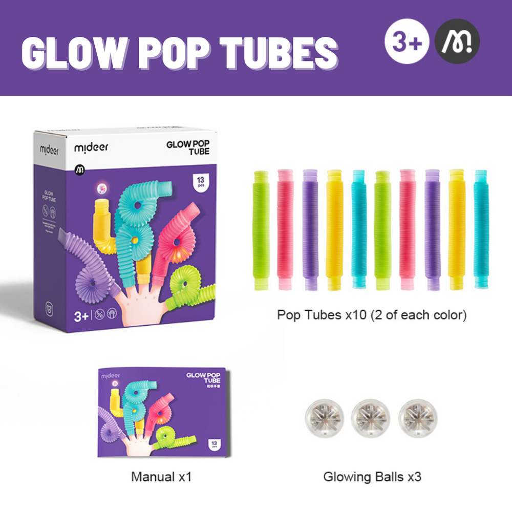 Mideer - Glow Pop Fidget Tubes - 13pcs