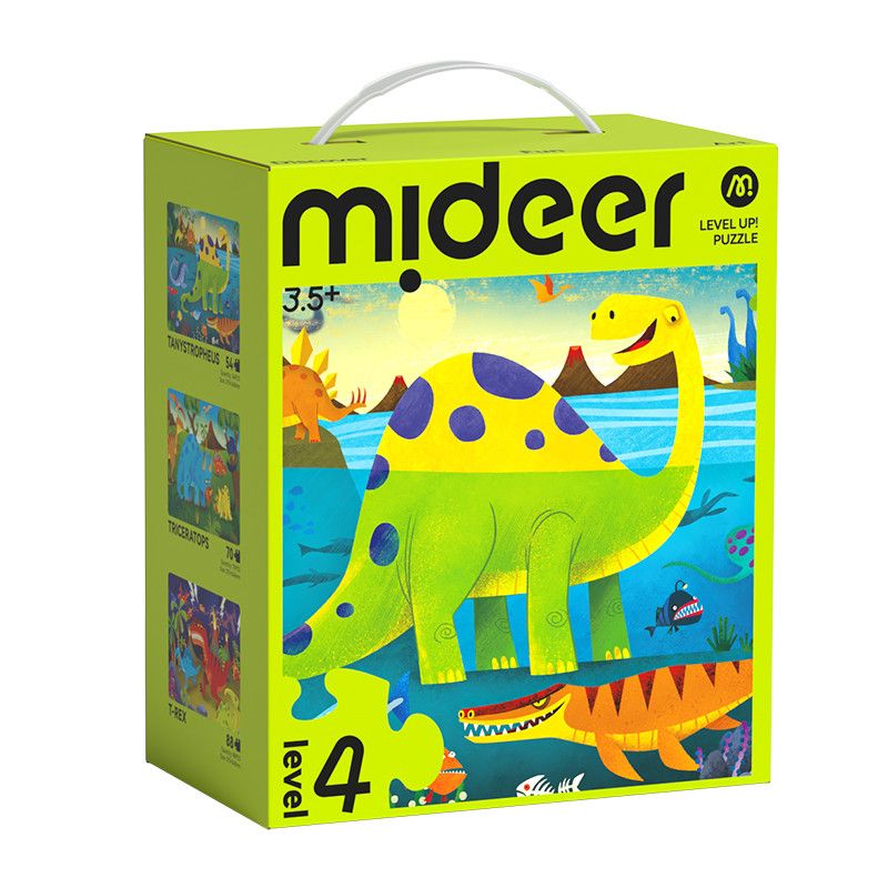 Mideer - 3-in-1 Level Up Puzzle - Dino World - Level 4 - 212pcs