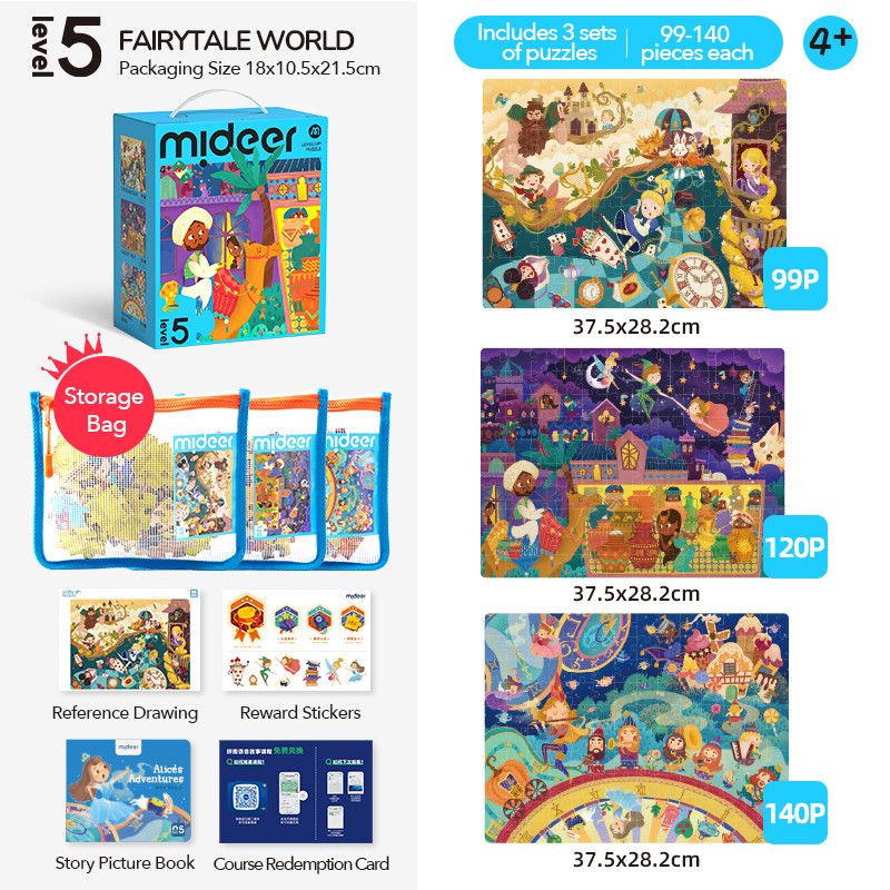 Mideer - 3-in-1 Level Up Puzzle - Fairytale World - Level 5 - 359pcs