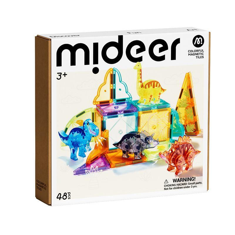 Mideer - Magnetic Tiles 48 Pcs - Jurassic Adventure