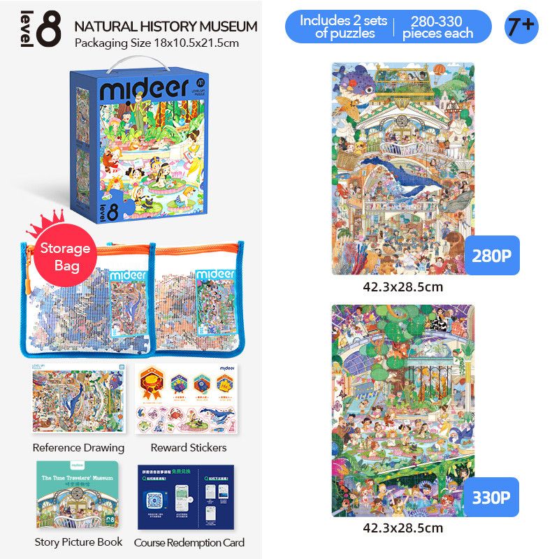 Mideer - 2-in-1 Level Up Puzzle - History Museum - Level 8 - 610pcs