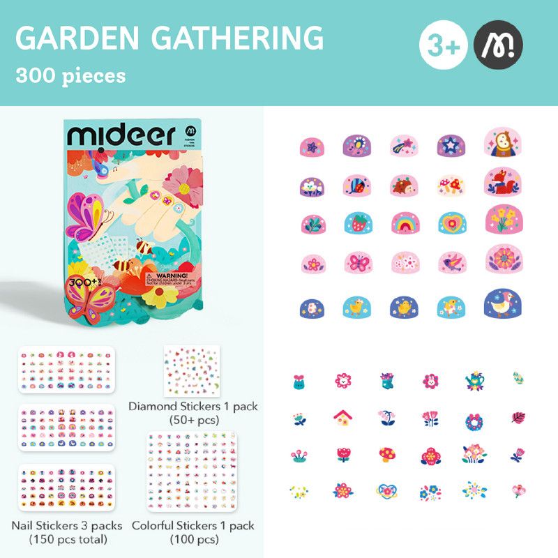 Mideer - Nail Stickers - Garden Party - 300 Pcs