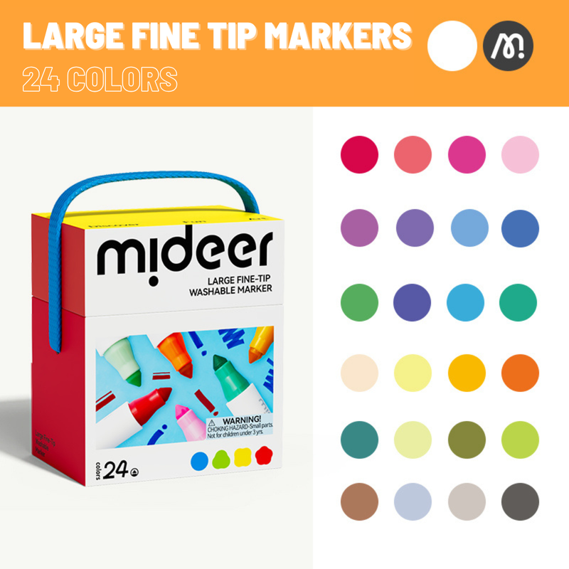 Mideer - Fine Tip Washable Markers - 24 Pcs - Large