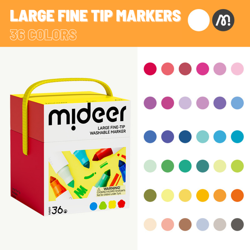 Mideer - Fine Tip Washable Markers - 36 Pcs - Large