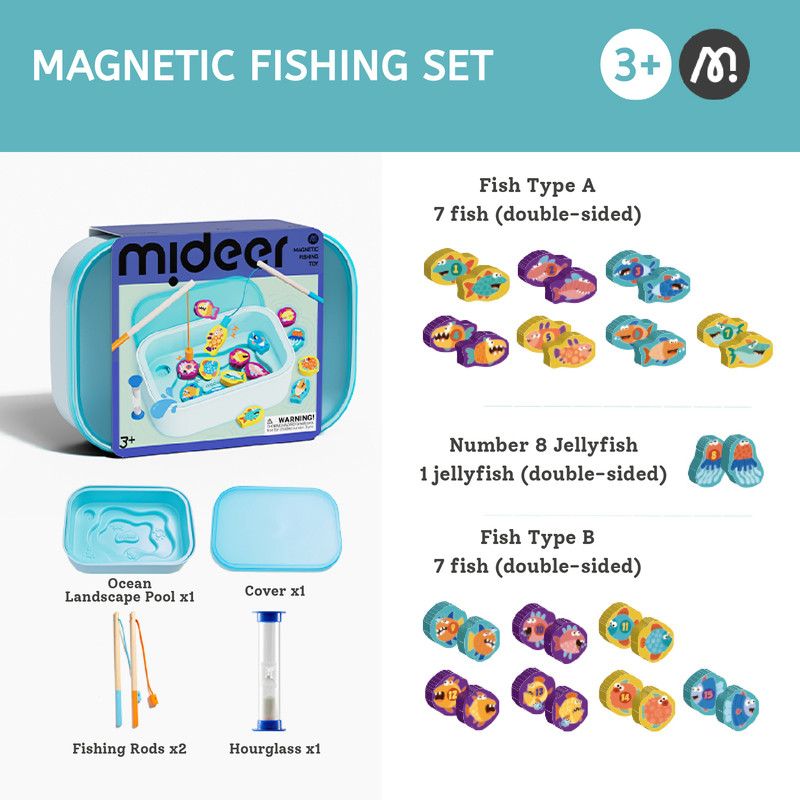 Mideer - Magnetic Fishing Toy Set - 20 Pcs