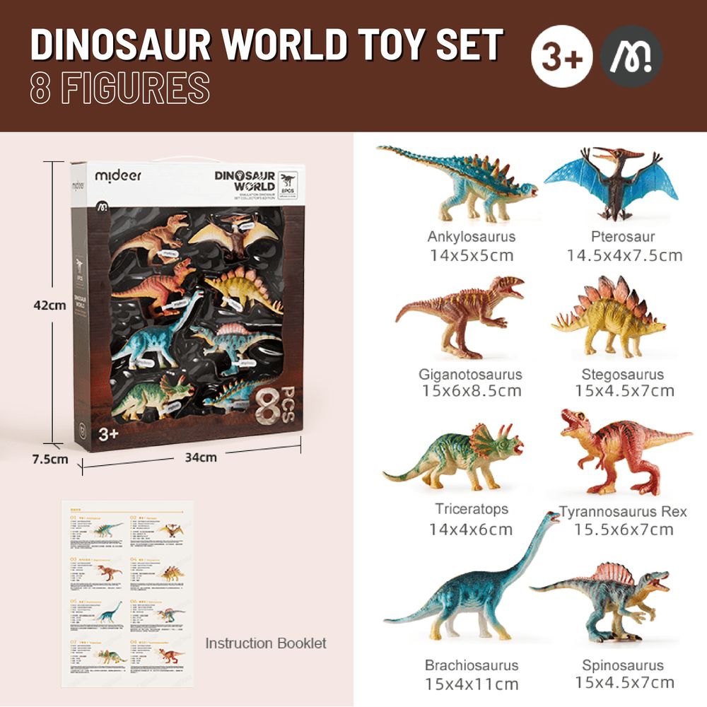 Mideer - Dinosaur World Action Figure Set - 8pcs