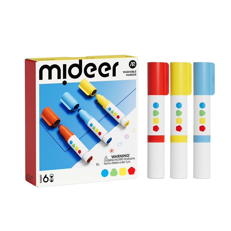 Mideer - Dual Tip Washable Markers - 6 Pcs