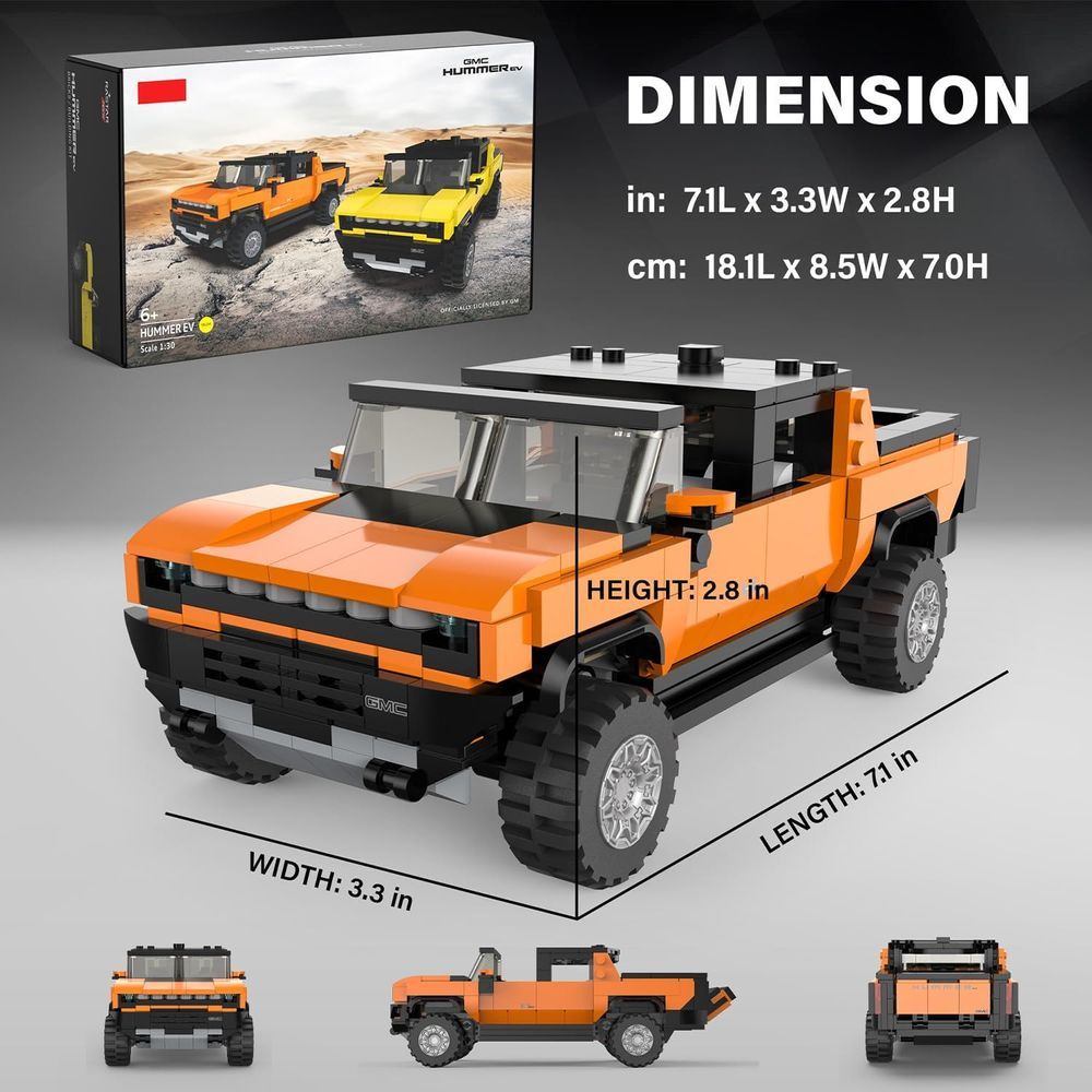 Rastar - GMC Hummer EV Bricks Building Kit - Orange - 431pcs