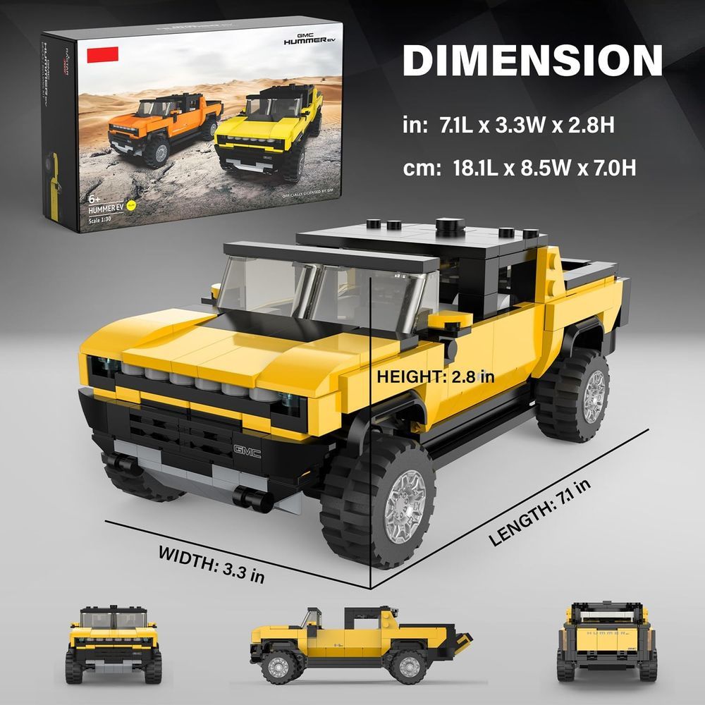 Rastar - GMC Hummer EV Bricks Building Kit - Yellow - 431pcs