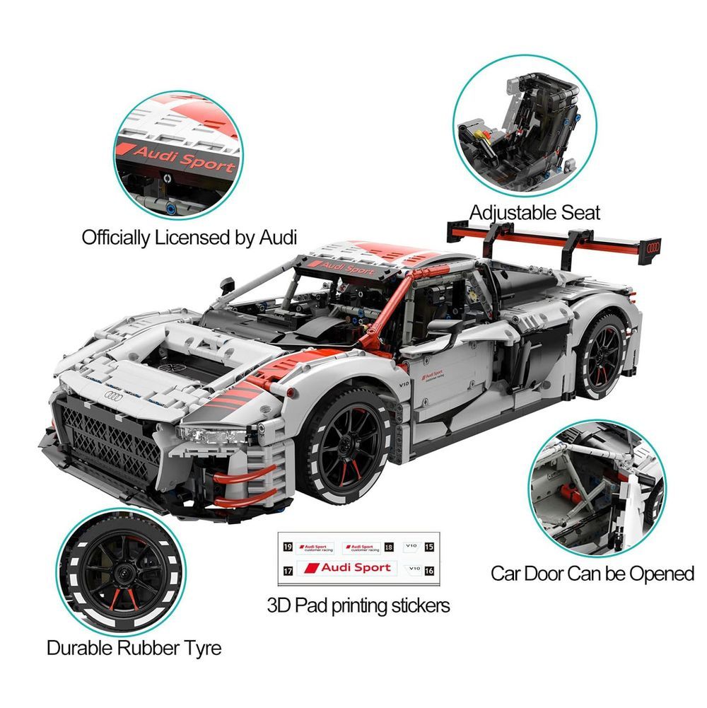 راستار - مجموعة تركيب سيارة أودي R8 LMS GT3 - أبيض - 3314 قطعة