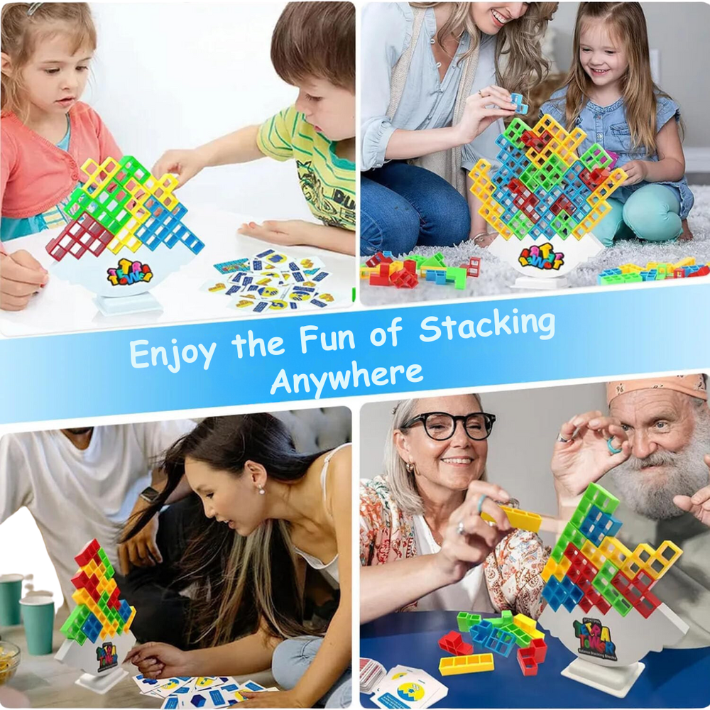 ESSEN - Tetra Tower Balance Game Stacking Toys for Kids - 64pcs