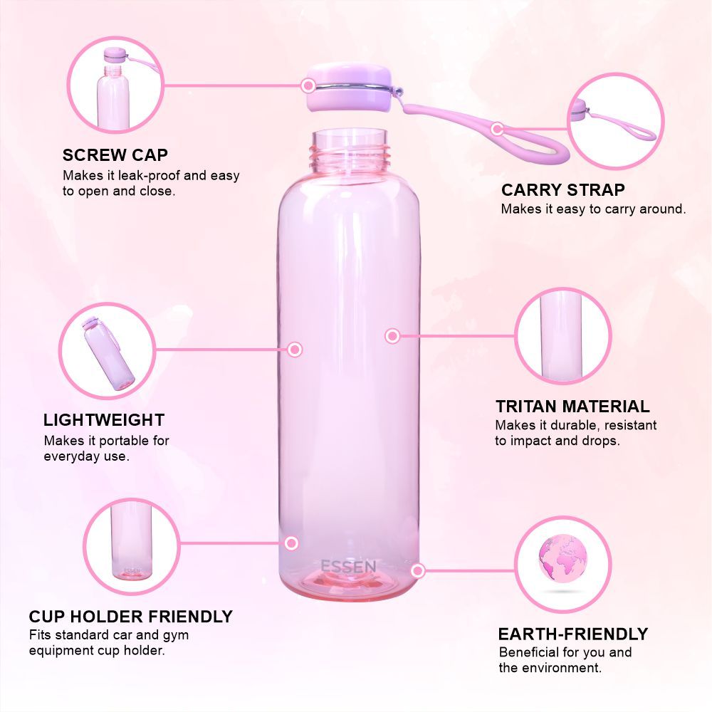 Essen - Tritan Water Bottle - 650ml - Pink